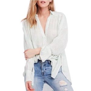 NEW Free People Fearless Love Sequin Detail Bell Sleeve Shirt Size XS